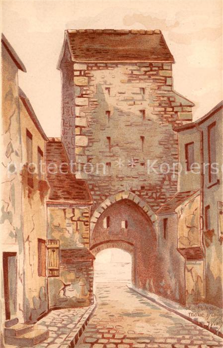 Moret-sur-Loing Aquarelle de J. Viatte Kuenstlerkarte