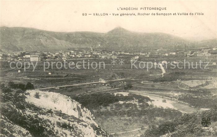 Vallon-Pont-d Arc Vue Generale Rocher de Sampzon Vallee de l'Ibie