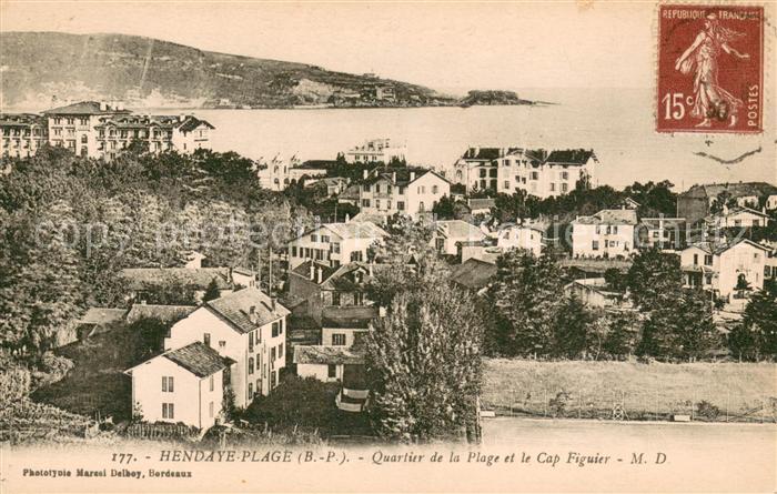 Hendaye Pyrenees Atlantiques Quartier de la plage et Cap Figuier