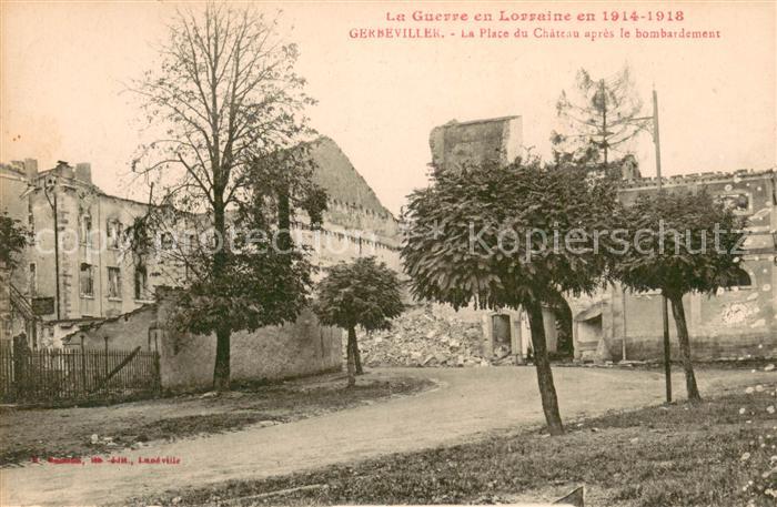 Gerbeviller la Martyre Place du Chateau après le bombardement