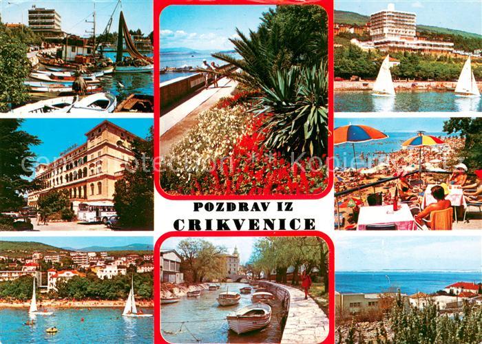 Crikvenica Kroatien Motive Hafen Kanal Strand Restaurant Terrasse