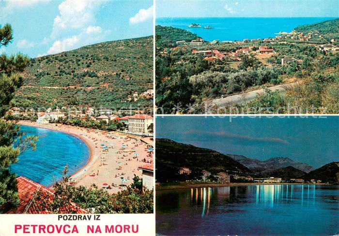 Petrovac na moru Panorama Strand Meerblick Nachtaufnahme