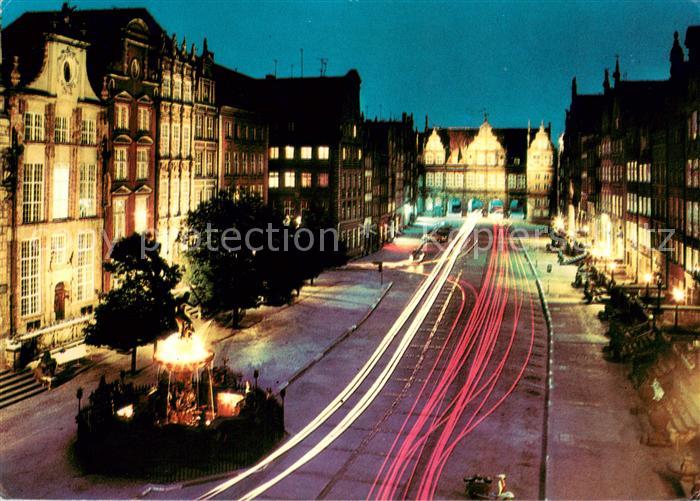 Gdansk Dlugi Targ Innenstadt Nachtaufnahme