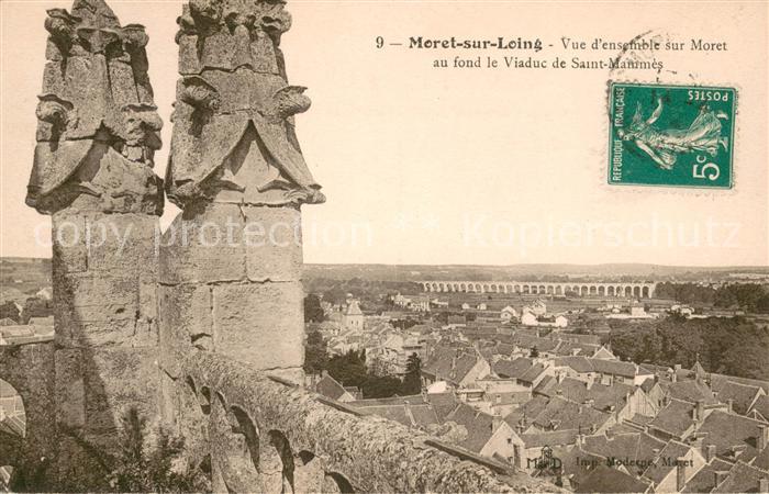 Moret-sur-Loing Vue d’ensemble sur Moret au fond le Viaduc de Saint Mammes