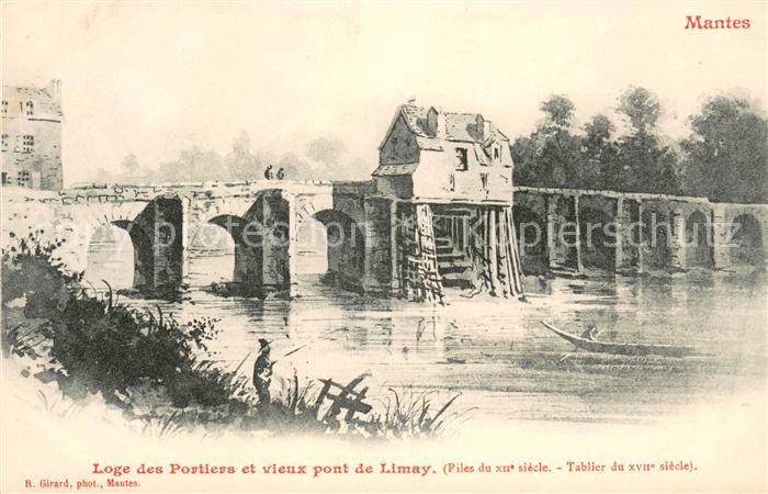 Mantes-sur-Seine Loge des Portiers et vieux pont de Lima