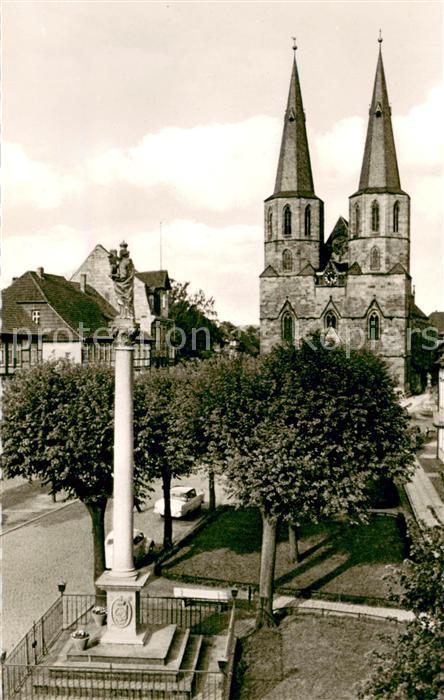 Duderstadt St Cyriakuskirche und Mariensaeule