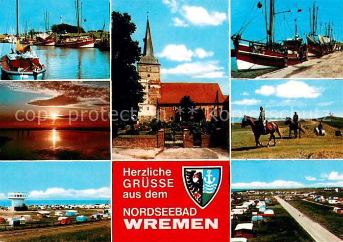 Wremen Fischerhafen Kirche Reiten Camping