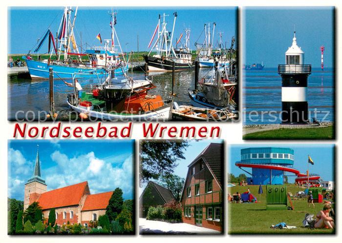 Wremen Kutterhafen Kirche Leuchtturm Rutsche