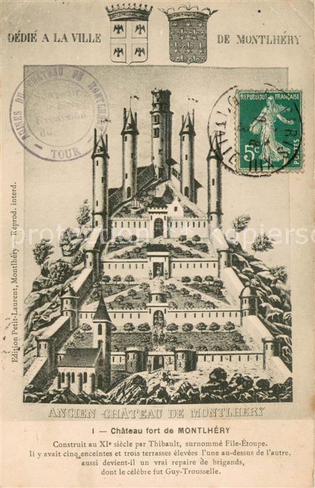 Montlhery Chateau fort Dessin Kuenstlerkarte