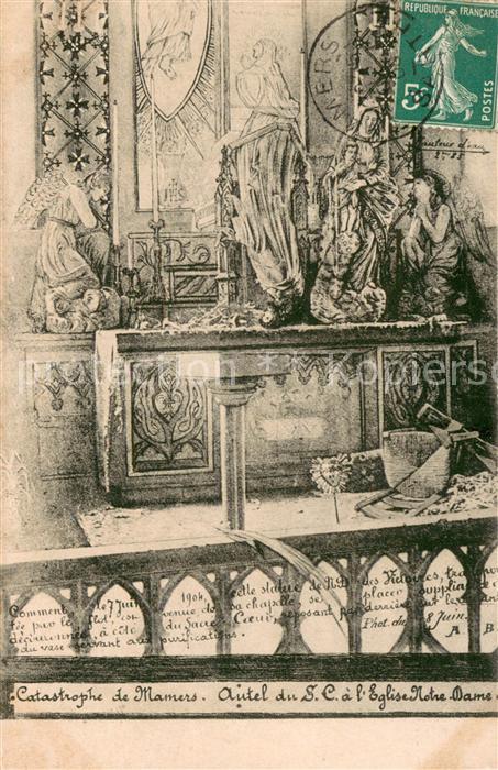 Mamers Sarthe Catastrophe de Mamers Autel du S. C. a l'Eglise Notre Dame
