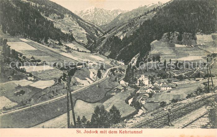St Jodok Oesterreich Panorama mit Kehrtunnel Eisenbahn Alpen