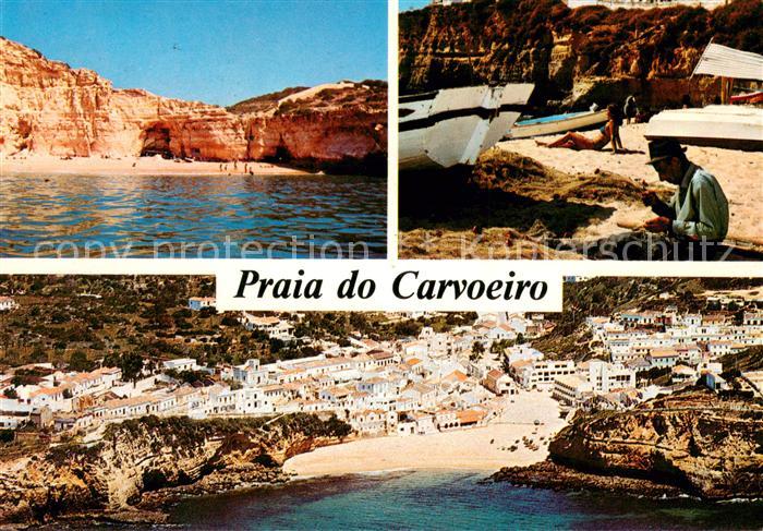 Praia do Carvoeiro Kuestenort Algarve Fliegeraufnahme Fischer am Strand