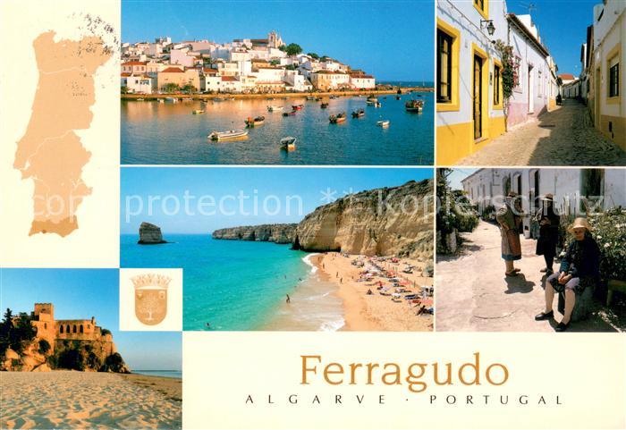 Ferragudo Kuestenort Algarve Strand Ortsmotive
