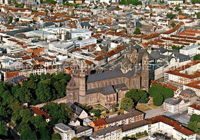 Worms Rhein Stadtkern mit Dom Fliegeraufnahme