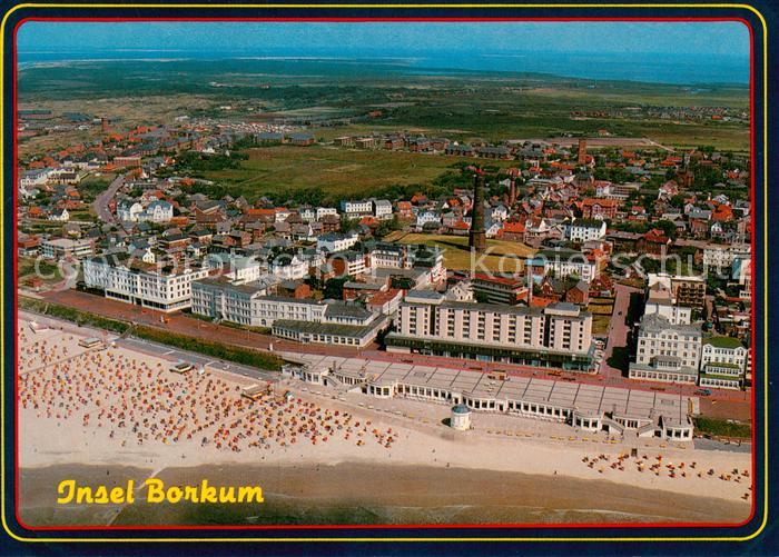 Borkum Strandpromenade mit LVA Nordseeklinik Nordseeinsel Fliegeraufnahme