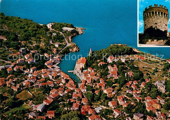 Veli Losinj Kroatien Fliegeraufnahme Burgturm