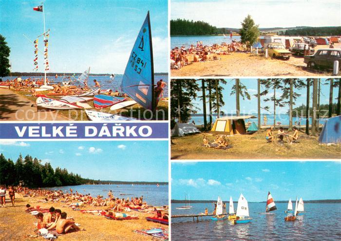 Velke Bilovice Billowitz Strandpartien Camping Bootsteg Segelboote