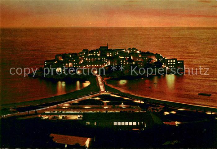 Sveti Stefan Ansicht bei Nacht