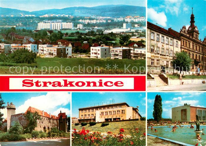 Strakonice Celkovy pohled MNV Hrad Kultu dum Plavecky stadion