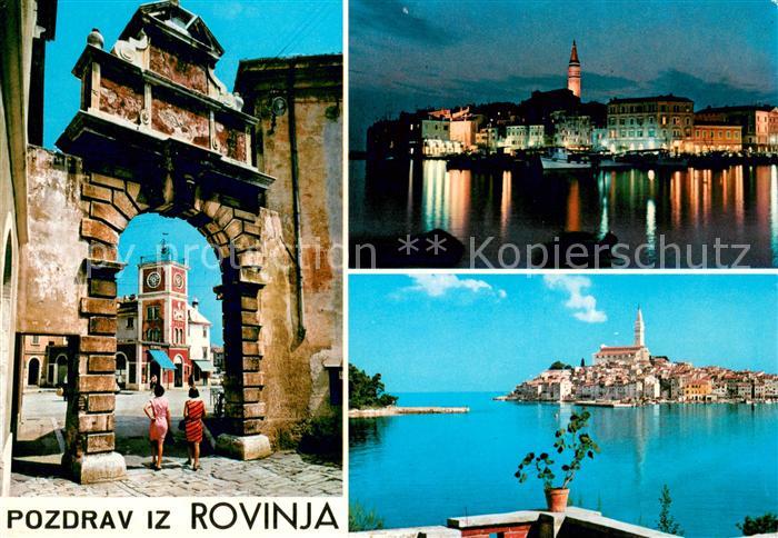 Rovinj Rovigno Istrien Tor Nachtaufnahme Panorama