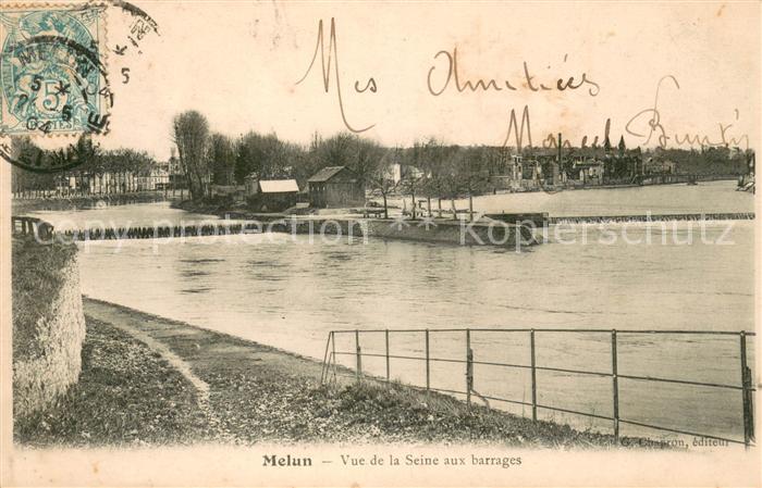 Melun Seine et Marne Vue de la Seine aux barrages