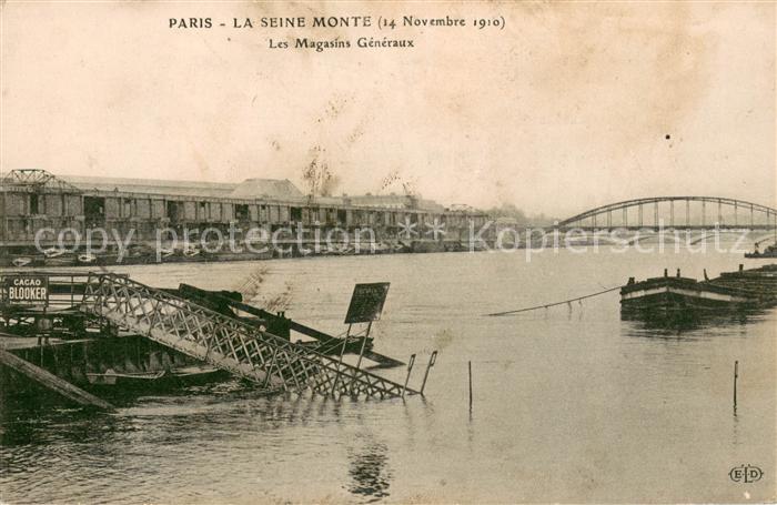 Paris La Seine monte magasins Generaux inondation Hochwasserkatastrophe