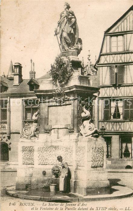 Rouen Statue de Jeanne d Arc Fontaine de la Pucelle XVIIIe siècle Monument