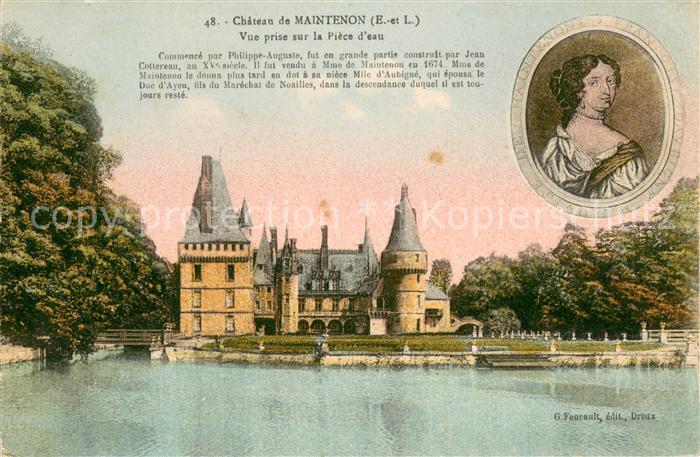 Maintenon Chateau XVe siècle vue prise sur la pièce d each Portrait Mme de Maint