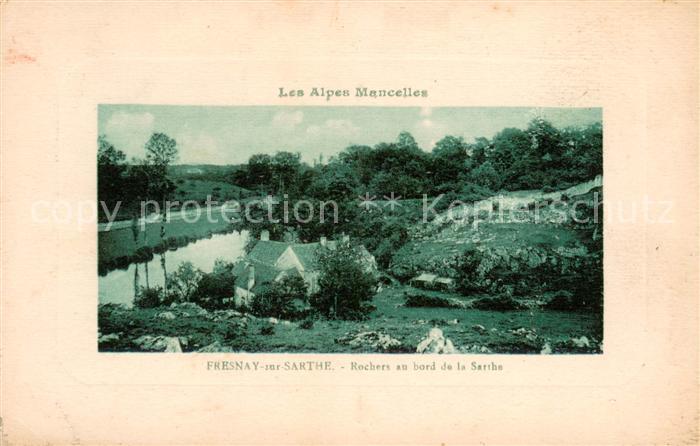 Fresnay-sur-Sarthe Rochers au bord de la Sarthe Alpes Mancelles