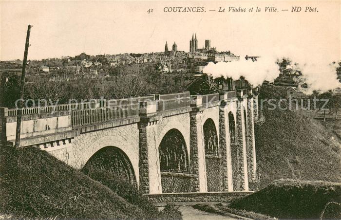 Coutances Le viaduc et la ville Chemin de fer