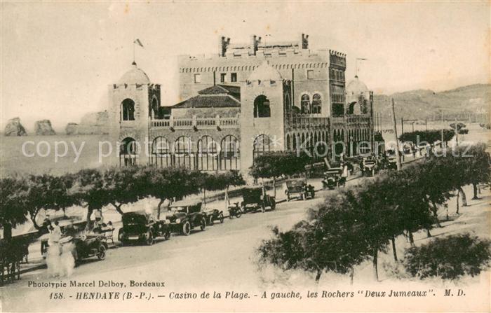 Hendaye Pyrenees Atlantiques Casino de la Plage A gauche les Rochers Deux Jumeau