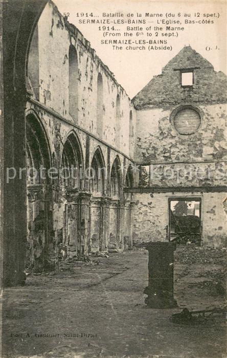 Sermaize-les-Bains 1914 Bataille de la Marne Eglise Bas cotes