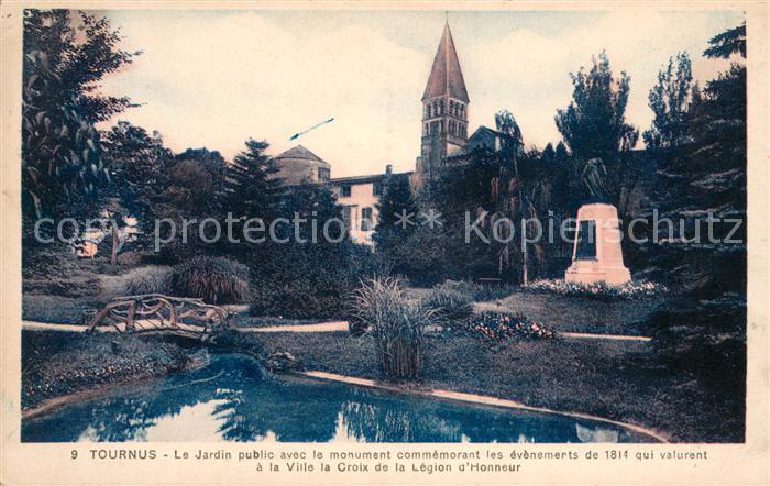 Tournus Le Jardin public avec la monument commemorant les evenements de 1814 val