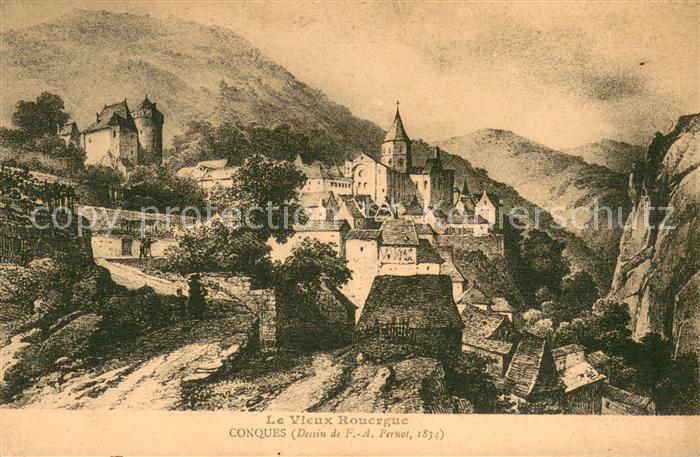 Conques en Rouergue Pyrenees Region Vue generale