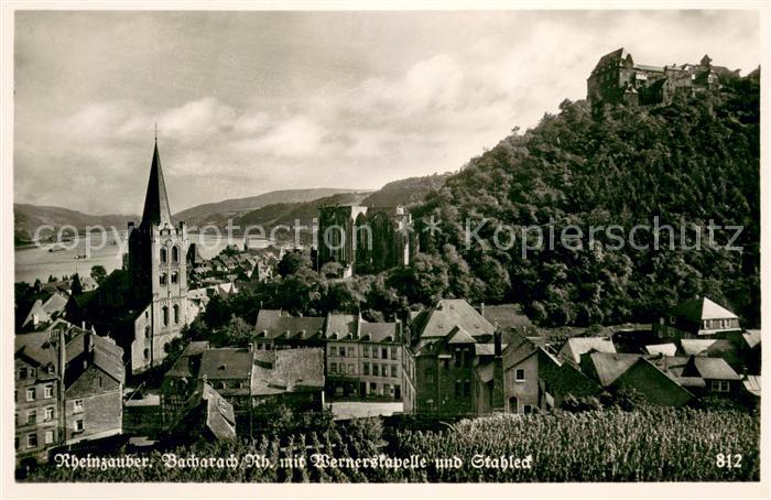Bacharach Rhein Wernerskapelle und Stahleck