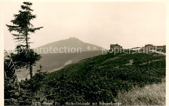 Riesengebirge Krkonose Karkonosze Heinrichbaude mit Schneekoppe