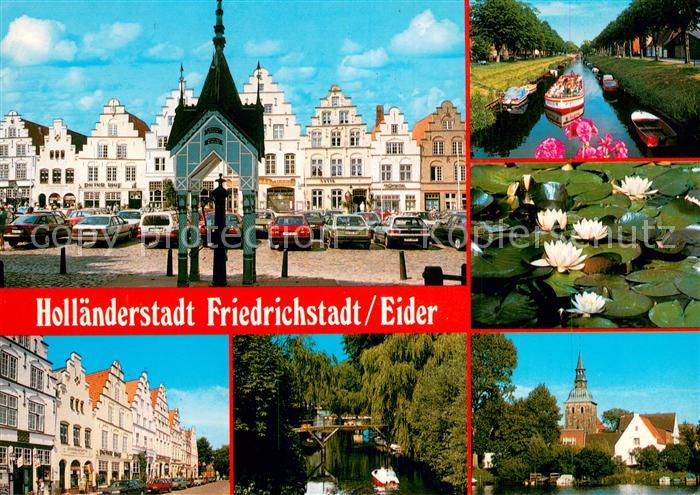 Friedrichstadt Eider Marktplatz Kanal Seerosenteich Haeuserzeile Kirche