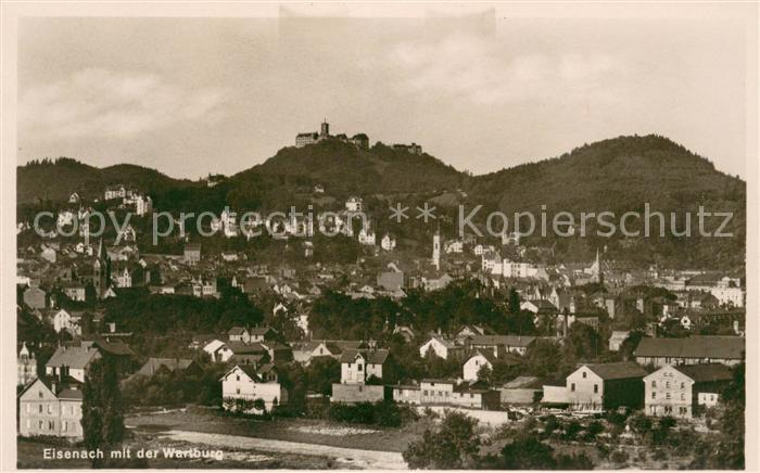 Eisenach Thueringen Panorama Blick zur Wartburg