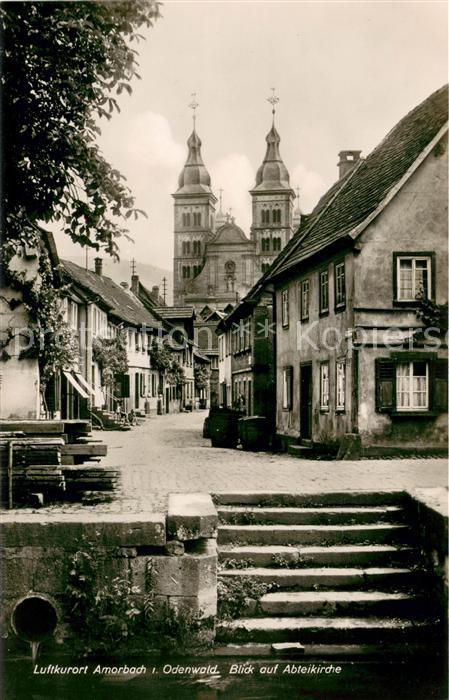 Amorbach Miltenberg Altstadt Blick auf Abteikirche Luftkurort im Odenwald