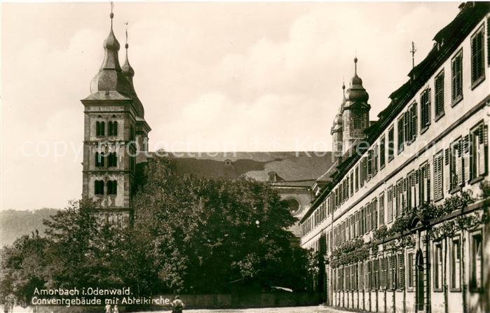 Amorbach Miltenberg Conventgebaeude mit Abteikirche Luftkurort im Odenwald