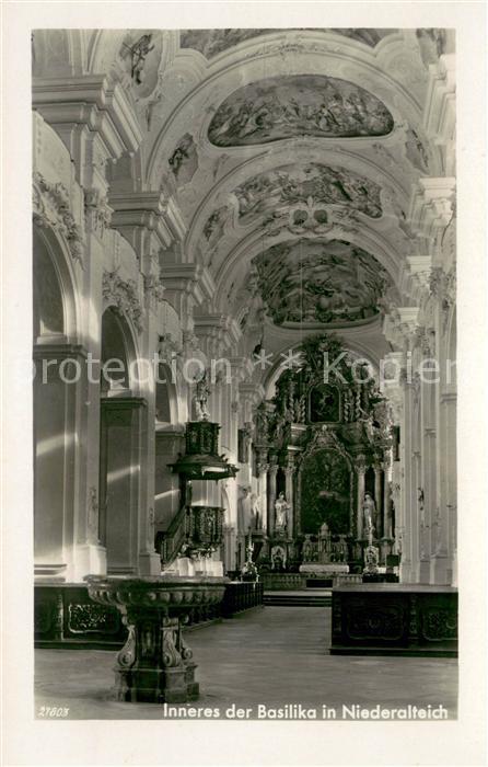 Niederalteich Donau Inneres der Basilika Kanzel Altar Deckengemaelde
