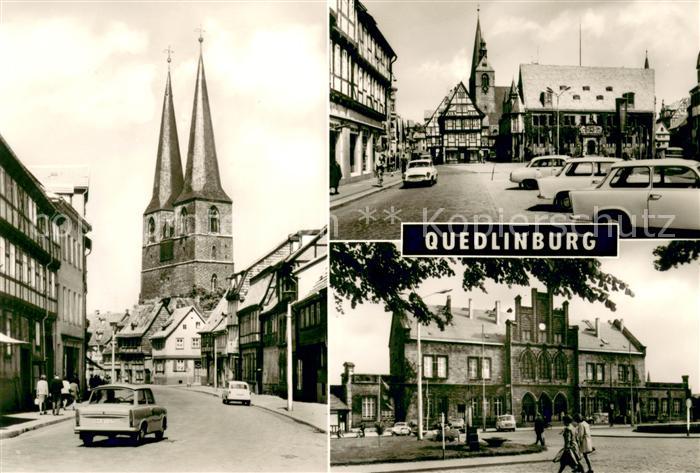 Quedlinburg Poelkenstrasse und Nikolaikirche Markt Rathaus Bahnhof