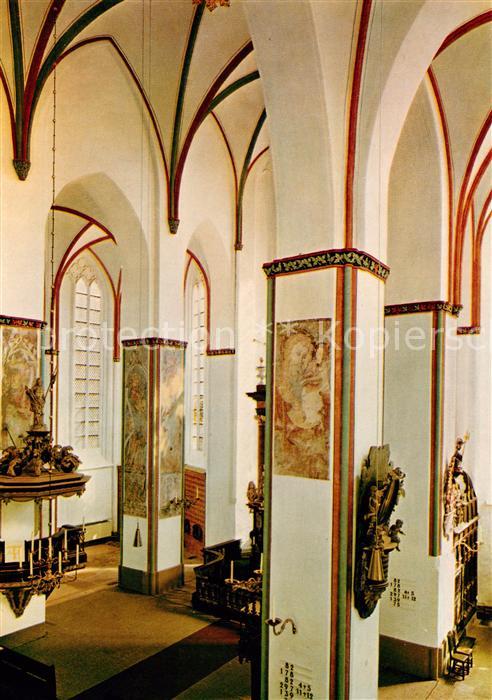 Luebeck St Jacobikirche Kanzel und Wandmalereien