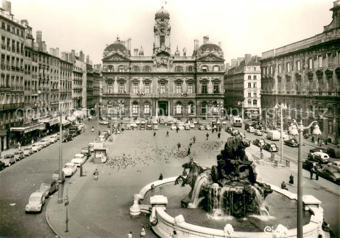 Lyon France Hotel de Ville Place des Terreaux Fontaine Bartholdi
