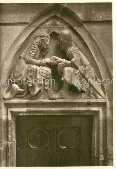 Rottweil Neckar Kapellenkirche Tuer am Treppentuermchen Verlobung eines Ritters