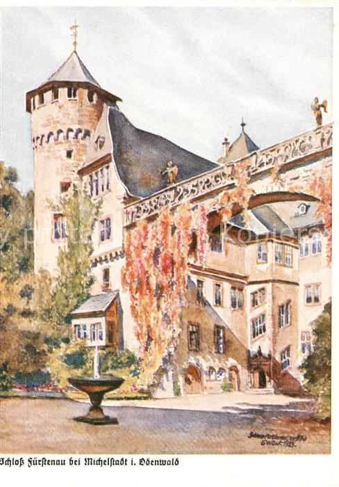Michelstadt Schloss Fuerstenau Kuenstlerkarte