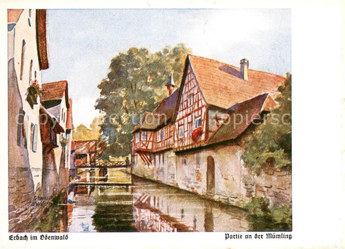 Erbach Odenwald Partie an der Muemling Kuenstlerkarte