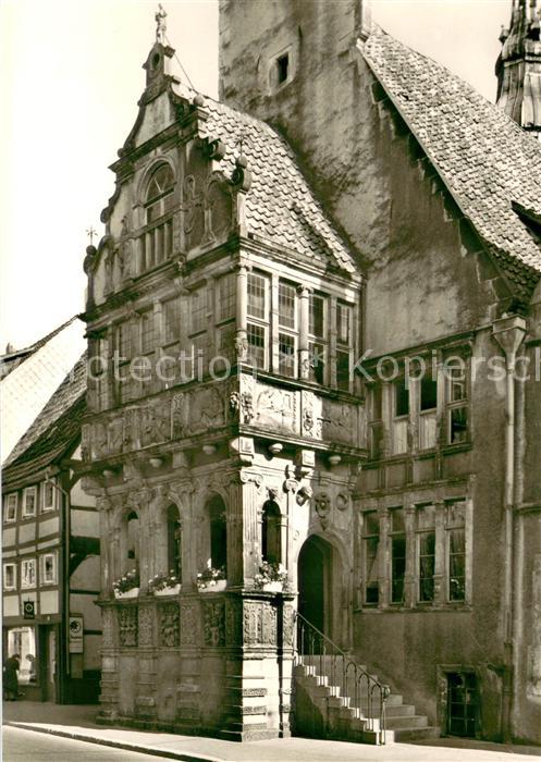 Lemgo Rathaus Vorhalle mit Freitreppe Obergeschoss mit den Allegorien der sieben