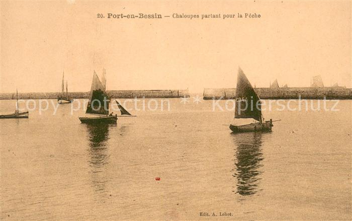 Port-en-Bessin Chaloupes partant pour la Peche