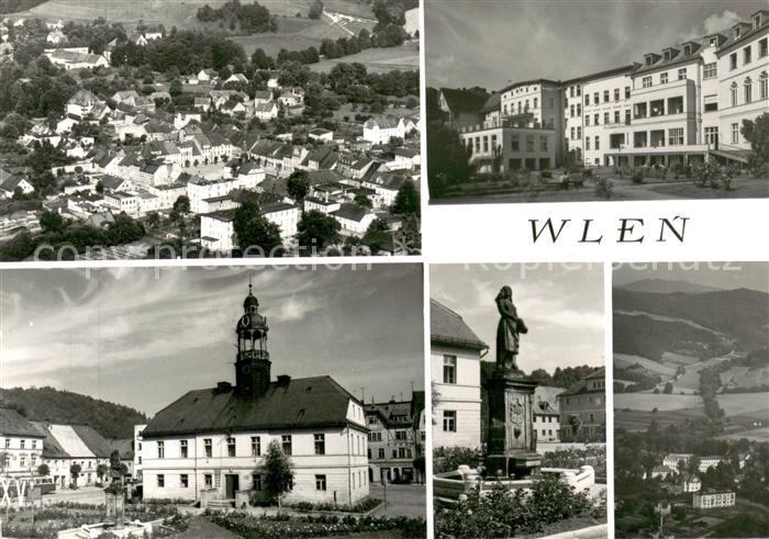 Wlen Schlesien Widok Ogolny Ratusz Sanatorium PKP Dziewczyna z golebiami pomnik